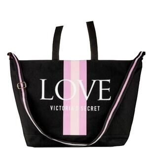 Victoria's Secret Love Weekender Tote Bag Summer Black